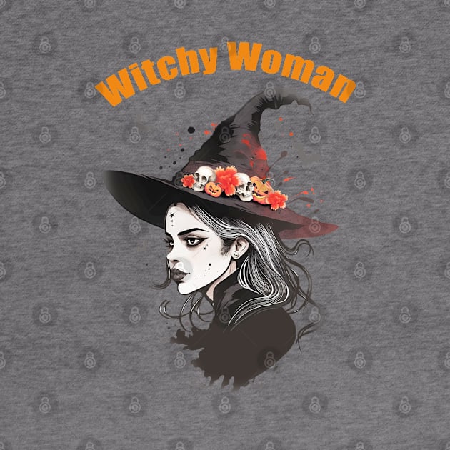 Witch Woman, Beautiful Witch, witch for cute Halloween, witch hat, spooky gothic by Collagedream